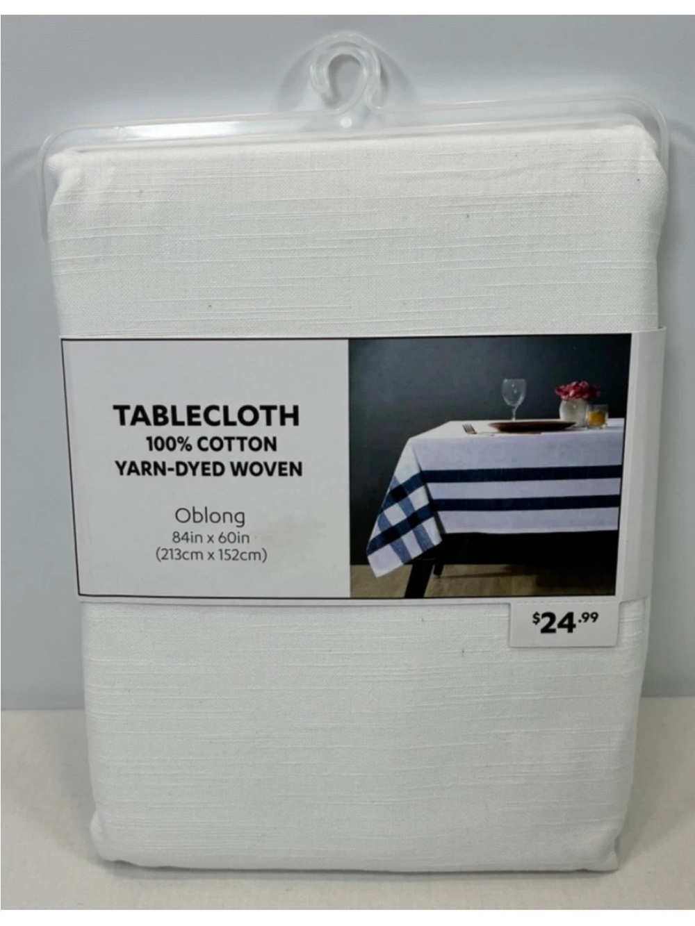 AT HOME Tablecloth 100% COTTON Yarn Dyed Woven Oblong 84"x60" NEW